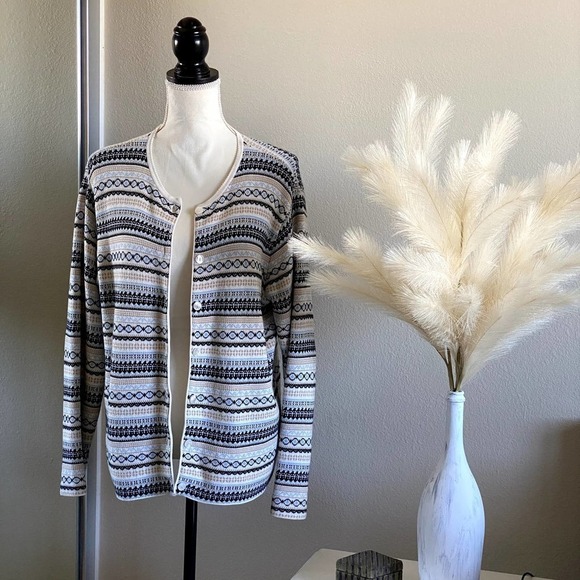 Talbots | Vintage Geo Pattern Cardigan Knitted Sweater | Size: Medium - Picture 2 of 8